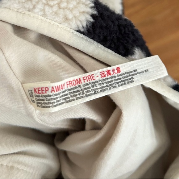 Free People Rocky Ridge / Hit The Slopes Fleece Jacket Black White Ivory Check - Picture 9 of 9